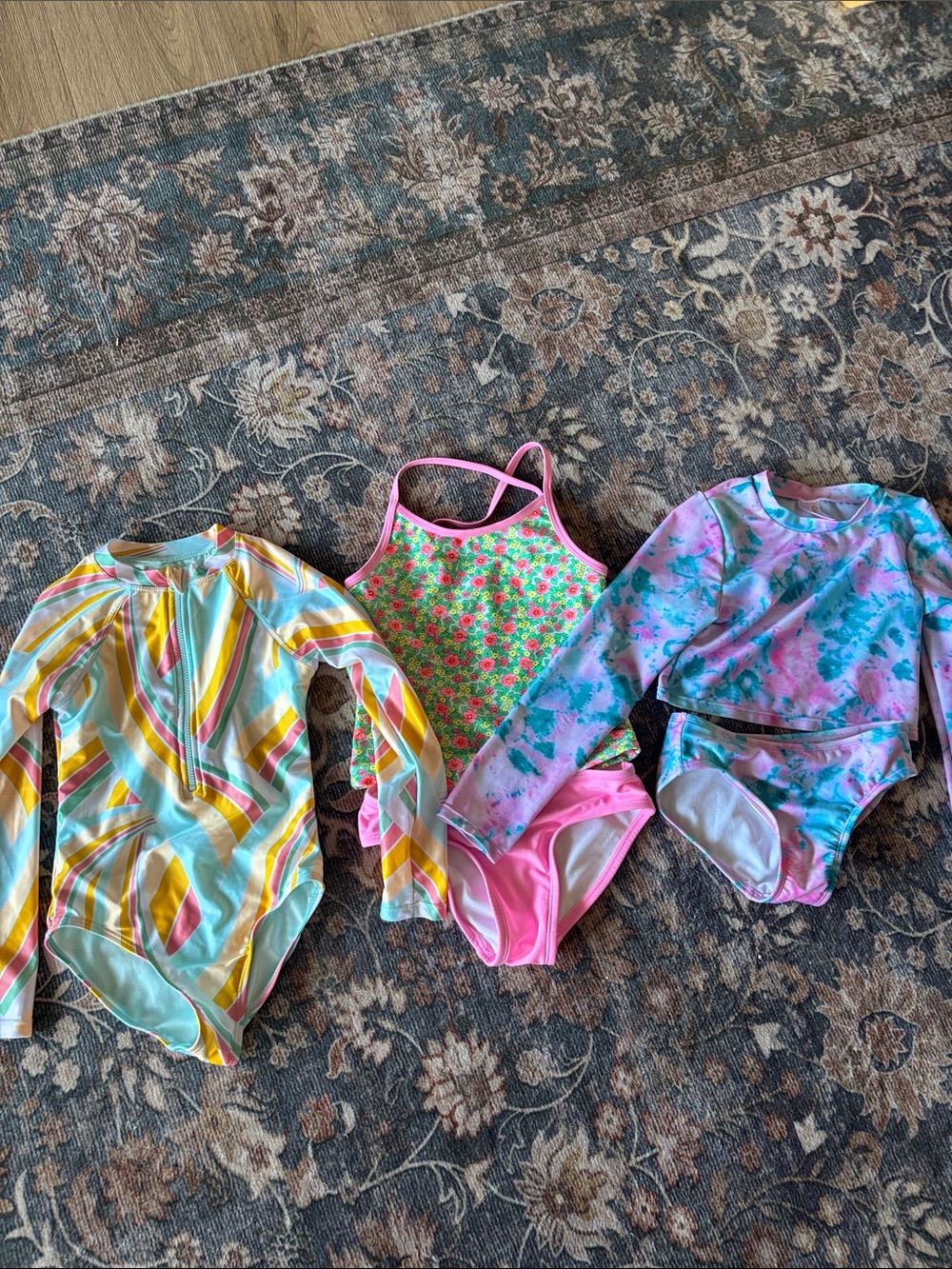 Cat & Jack Kids Swim Rashguard Set - Pink, Aqua & Yellow